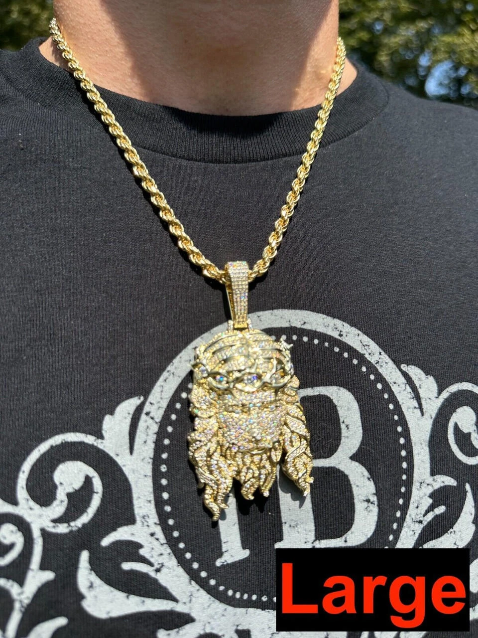 MOISSANITE Real 14k Gold Vermeil 925 Silver Iced Out Jesus Piece Pendant Necklace 7 MOISSANITE Real 14k Gold Vermeil 925 Silver Iced Out Jesus Piece Pendant Necklace - Image 5