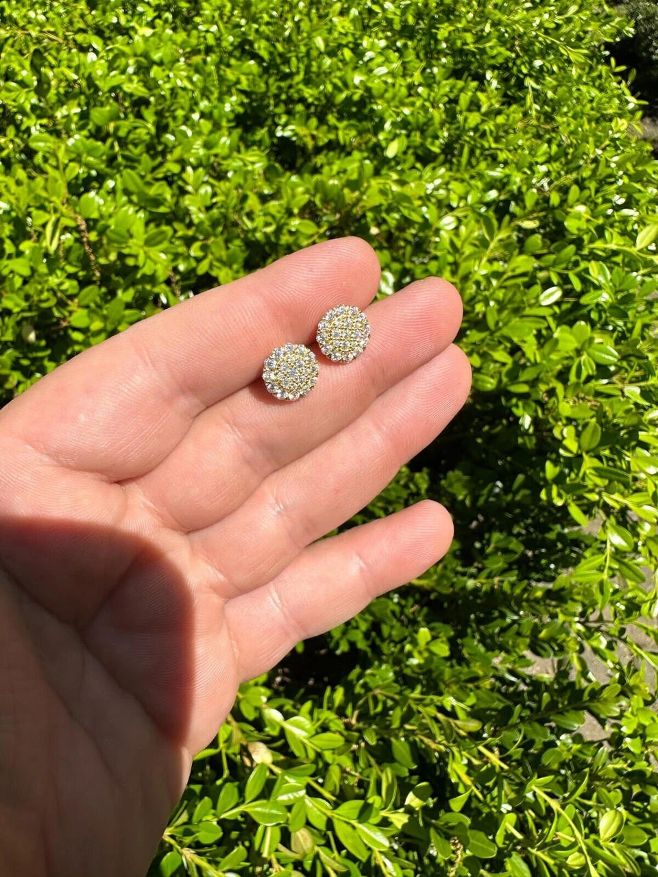 MOISSANITE Real 925 Silver 14k Gold Plated Iced Cluster Round Hip Hop Earrings 16 MOISSANITE Real 925 Silver 14k Gold Plated Iced Cluster Round Hip Hop Earrings - Image 14