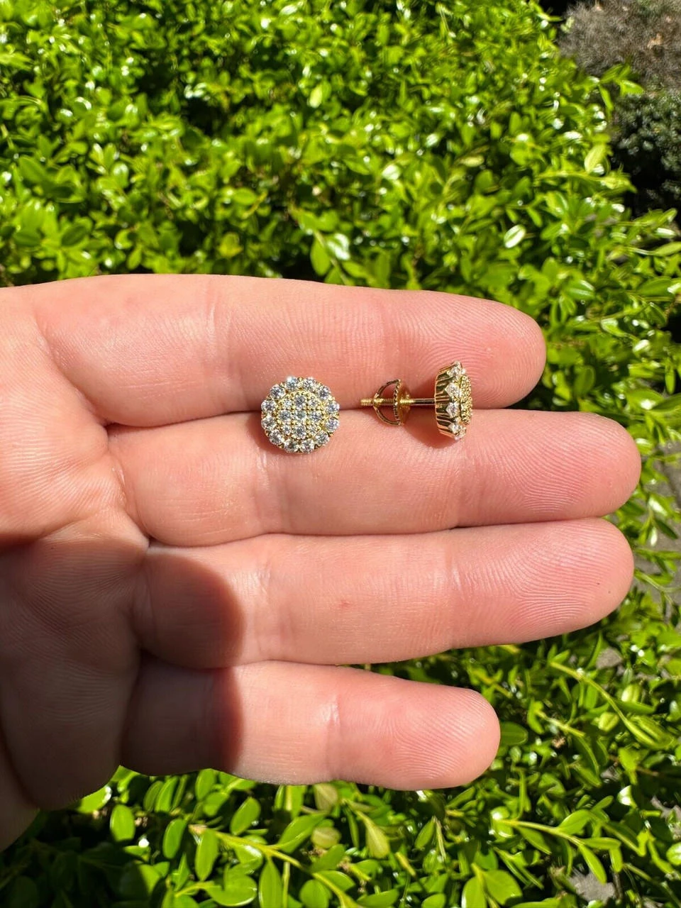 MOISSANITE Real 925 Silver 14k Gold Plated Iced Cluster Round Hip Hop Earrings 19 MOISSANITE Real 925 Silver 14k Gold Plated Iced Cluster Round Hip Hop Earrings - Image 17