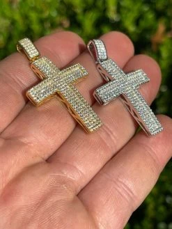 MOISSANITE Real 925 Silver/ Gold Cross Pendant Iced Pass Diamond Tester Hip Hop -Harlem Bling Shop harlembling moissanite real 925 silver gold cross pendant iced pass diamond tester hip hop 03129.1664391020
