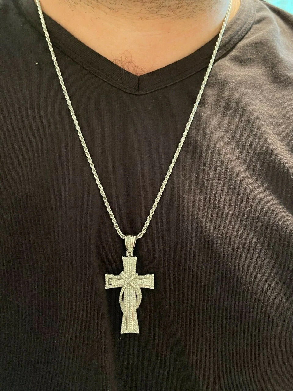 MOISSANITE Real 925 Silver Gold Cross Pendant Necklace Iced Pass Diamond Tester 12 MOISSANITE Real 925 Silver Gold Cross Pendant Necklace Iced Pass Diamond Tester - Image 10