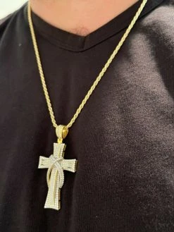 MOISSANITE Real 925 Silver Gold Cross Pendant Necklace Iced Pass Diamond Tester 24 MOISSANITE Real 925 Silver Gold Cross Pendant Necklace Iced Pass Diamond Tester -Harlem Bling Shop harlembling moissanite real 925 silver gold cross pendant necklace iced pass diamond tester 25120.1664394644