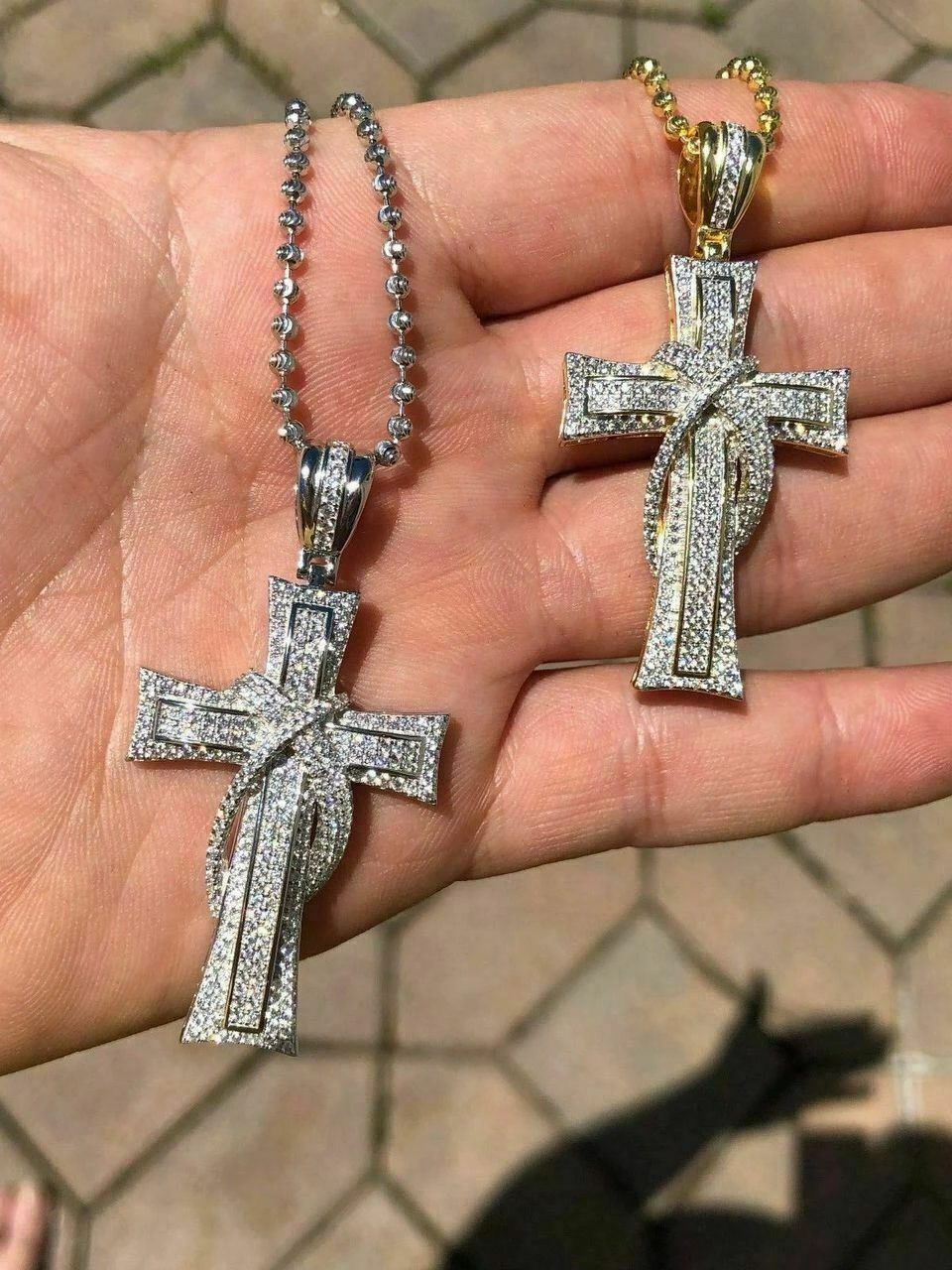 MOISSANITE Real 925 Silver Gold Cross Pendant Necklace Iced Pass Diamond Tester 6 MOISSANITE Real 925 Silver Gold Cross Pendant Necklace Iced Pass Diamond Tester - Image 4