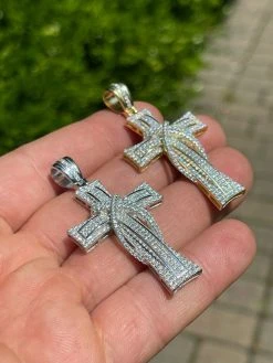 MOISSANITE Real 925 Silver Gold Cross Pendant Necklace Iced Pass Diamond Tester 15 MOISSANITE Real 925 Silver Gold Cross Pendant Necklace Iced Pass Diamond Tester -Harlem Bling Shop harlembling moissanite real 925 silver gold cross pendant necklace iced pass diamond tester 34267.1664377478