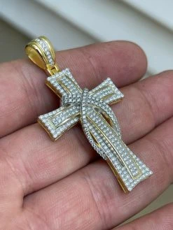 MOISSANITE Real 925 Silver Gold Cross Pendant Necklace Iced Pass Diamond Tester 19 MOISSANITE Real 925 Silver Gold Cross Pendant Necklace Iced Pass Diamond Tester -Harlem Bling Shop harlembling moissanite real 925 silver gold cross pendant necklace iced pass diamond tester 81119.1664392727