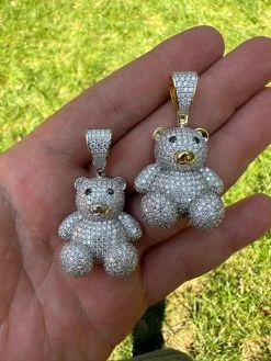 MOISSANITE Real 925 Silver / Gold Iced 3D Teddy Bear Pendant Hip Hop Necklace 31 MOISSANITE Real 925 Silver / Gold Iced 3D Teddy Bear Pendant Hip Hop Necklace -Harlem Bling Shop harlembling moissanite real 925 silver gold iced 3d teddy bear pendant hip hop necklace 17738.1696386030