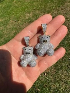 MOISSANITE Real 925 Silver / Gold Iced 3D Teddy Bear Pendant Hip Hop Necklace 34 MOISSANITE Real 925 Silver / Gold Iced 3D Teddy Bear Pendant Hip Hop Necklace -Harlem Bling Shop harlembling moissanite real 925 silver gold iced 3d teddy bear pendant hip hop necklace 37885.1696386112
