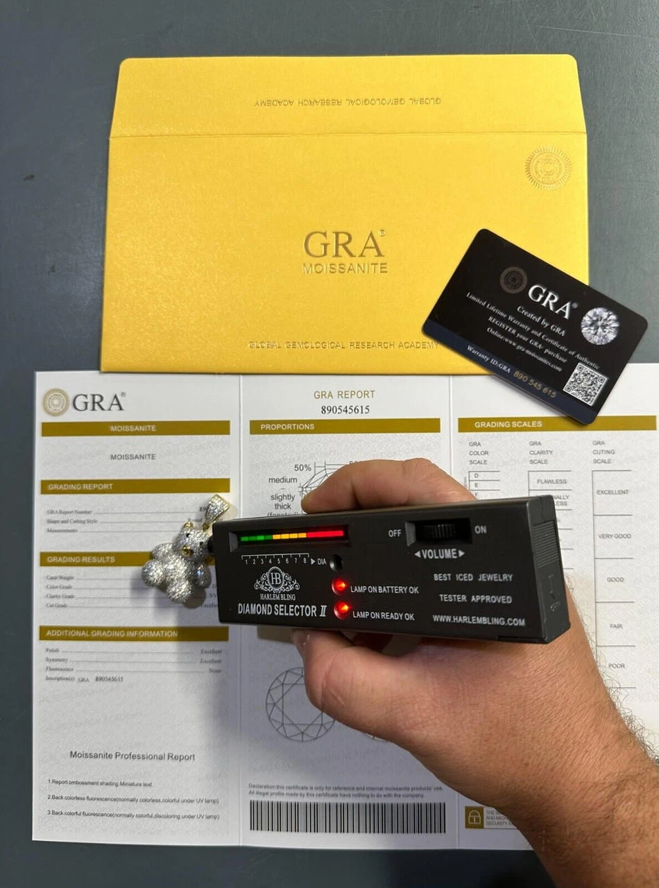 MOISSANITE Real 925 Silver / Gold Iced 3D Teddy Bear Pendant Hip Hop Necklace 8 MOISSANITE Real 925 Silver / Gold Iced 3D Teddy Bear Pendant Hip Hop Necklace - Image 6