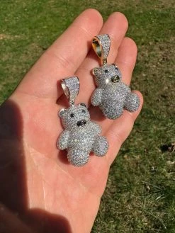 MOISSANITE Real 925 Silver / Gold Iced 3D Teddy Bear Pendant Hip Hop Necklace 32 MOISSANITE Real 925 Silver / Gold Iced 3D Teddy Bear Pendant Hip Hop Necklace -Harlem Bling Shop harlembling moissanite real 925 silver gold iced 3d teddy bear pendant hip hop necklace 56680.1696386117