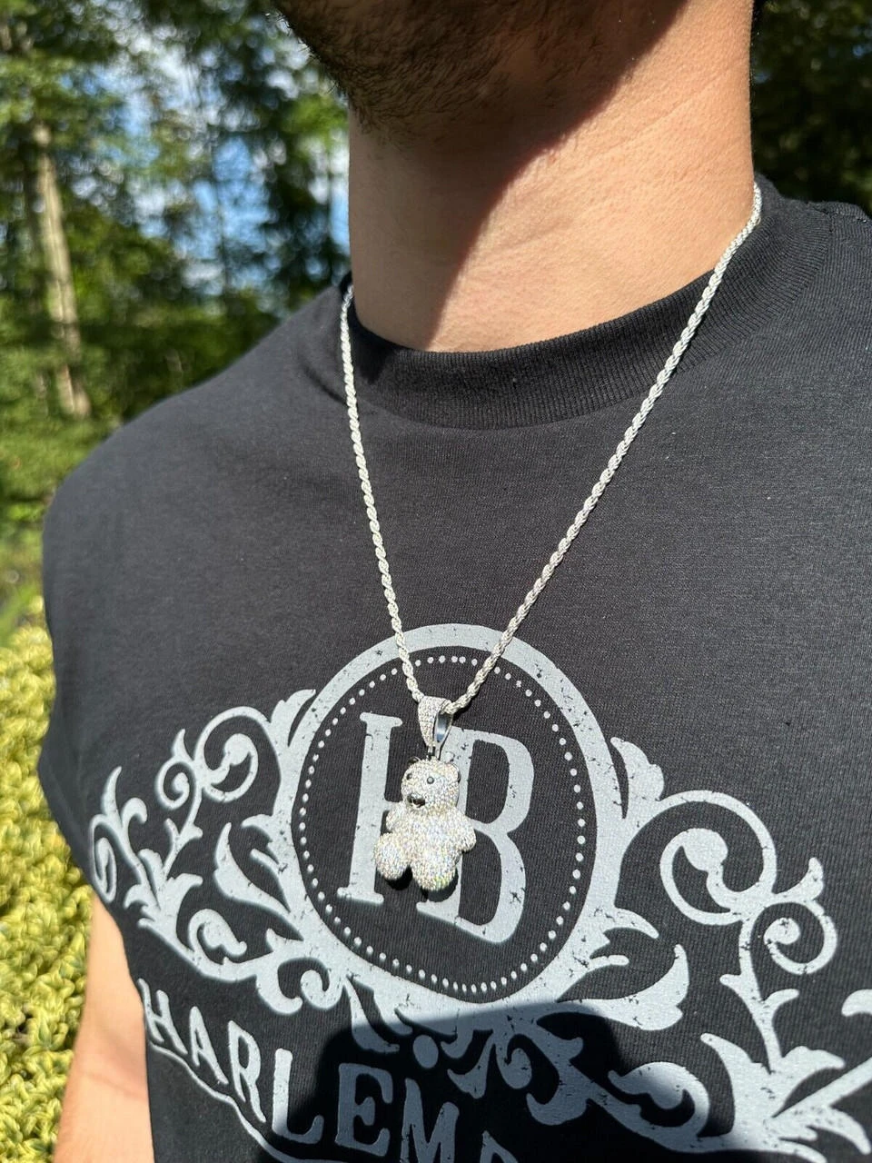 MOISSANITE Real 925 Silver / Gold Iced 3D Teddy Bear Pendant Hip Hop Necklace 5 MOISSANITE Real 925 Silver / Gold Iced 3D Teddy Bear Pendant Hip Hop Necklace - Image 3