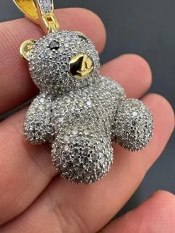 MOISSANITE Real 925 Silver / Gold Iced 3D Teddy Bear Pendant Hip Hop Necklace 29 MOISSANITE Real 925 Silver / Gold Iced 3D Teddy Bear Pendant Hip Hop Necklace -Harlem Bling Shop harlembling moissanite real 925 silver gold iced 3d teddy bear pendant hip hop necklace 87304.1696386049