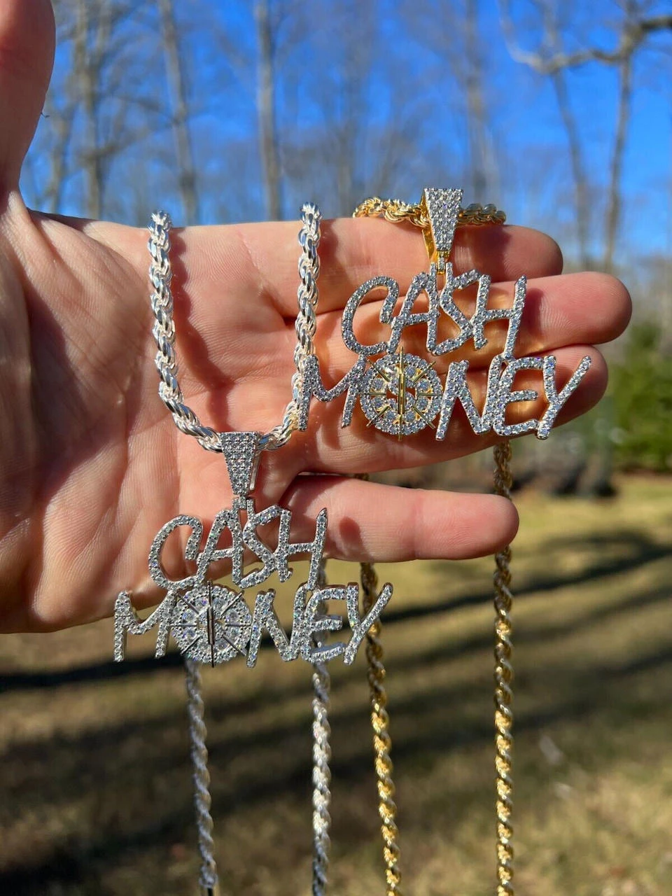 MOISSANITE Real 925 Silver / Gold Iced Cash Money Vault Hip Hop Pendant Necklace 15 MOISSANITE Real 925 Silver / Gold Iced Cash Money Vault Hip Hop Pendant Necklace - Image 13