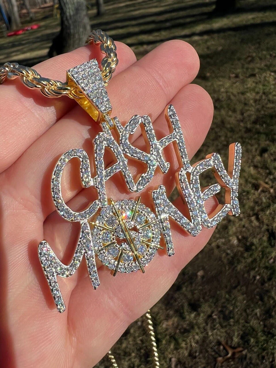 MOISSANITE Real 925 Silver / Gold Iced Cash Money Vault Hip Hop Pendant Necklace 7 MOISSANITE Real 925 Silver / Gold Iced Cash Money Vault Hip Hop Pendant Necklace - Image 5