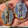 MOISSANITE Real 925 Silver Gold Iced Kig Tut Egyptian Pharoah Necklace W. Enamel 1 MOISSANITE Real 925 Silver Gold Iced Kig Tut Egyptian Pharoah Necklace W. Enamel -Harlem Bling Shop harlembling moissanite real 925 silver gold iced kig tut egyptian pharoah necklace w enamel 46770.1700020755