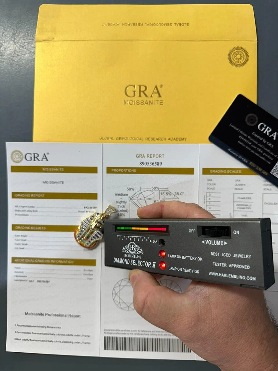 MOISSANITE Real 925 Silver Gold Iced Kig Tut Egyptian Pharoah Necklace W. Enamel 14 MOISSANITE Real 925 Silver Gold Iced Kig Tut Egyptian Pharoah Necklace W. Enamel - Image 12