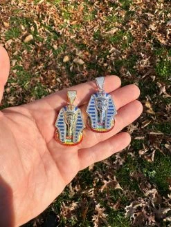 MOISSANITE Real 925 Silver Gold Iced Kig Tut Egyptian Pharoah Necklace W. Enamel 39 MOISSANITE Real 925 Silver Gold Iced Kig Tut Egyptian Pharoah Necklace W. Enamel -Harlem Bling Shop harlembling moissanite real 925 silver gold iced kig tut egyptian pharoah necklace w enamel 74531.1700020757