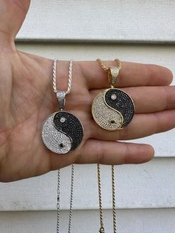 MOISSANITE Real 925 Silver / Gold Iced Ying Yang Chinese Symbol Pendant Necklace 37 MOISSANITE Real 925 Silver / Gold Iced Ying Yang Chinese Symbol Pendant Necklace -Harlem Bling Shop harlembling moissanite real 925 silver gold iced ying yang chinese symbol pendant necklace 15603.1698982830
