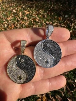 MOISSANITE Real 925 Silver / Gold Iced Ying Yang Chinese Symbol Pendant Necklace 31 MOISSANITE Real 925 Silver / Gold Iced Ying Yang Chinese Symbol Pendant Necklace -Harlem Bling Shop harlembling moissanite real 925 silver gold iced ying yang chinese symbol pendant necklace 18884.1698982851