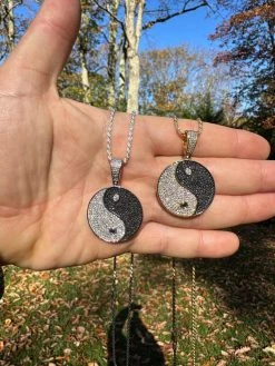 MOISSANITE Real 925 Silver / Gold Iced Ying Yang Chinese Symbol Pendant Necklace 40 MOISSANITE Real 925 Silver / Gold Iced Ying Yang Chinese Symbol Pendant Necklace -Harlem Bling Shop harlembling moissanite real 925 silver gold iced ying yang chinese symbol pendant necklace 19276.1698982816