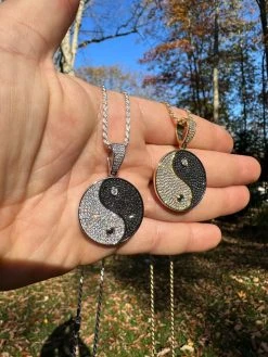 MOISSANITE Real 925 Silver / Gold Iced Ying Yang Chinese Symbol Pendant Necklace 41 MOISSANITE Real 925 Silver / Gold Iced Ying Yang Chinese Symbol Pendant Necklace -Harlem Bling Shop harlembling moissanite real 925 silver gold iced ying yang chinese symbol pendant necklace 27044.1698982799