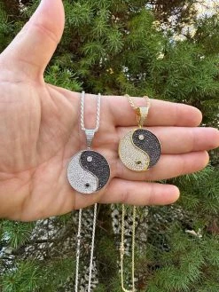 MOISSANITE Real 925 Silver / Gold Iced Ying Yang Chinese Symbol Pendant Necklace 38 MOISSANITE Real 925 Silver / Gold Iced Ying Yang Chinese Symbol Pendant Necklace -Harlem Bling Shop harlembling moissanite real 925 silver gold iced ying yang chinese symbol pendant necklace 43972.1698982839