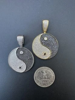 MOISSANITE Real 925 Silver / Gold Iced Ying Yang Chinese Symbol Pendant Necklace 29 MOISSANITE Real 925 Silver / Gold Iced Ying Yang Chinese Symbol Pendant Necklace -Harlem Bling Shop harlembling moissanite real 925 silver gold iced ying yang chinese symbol pendant necklace 51595.1698982895