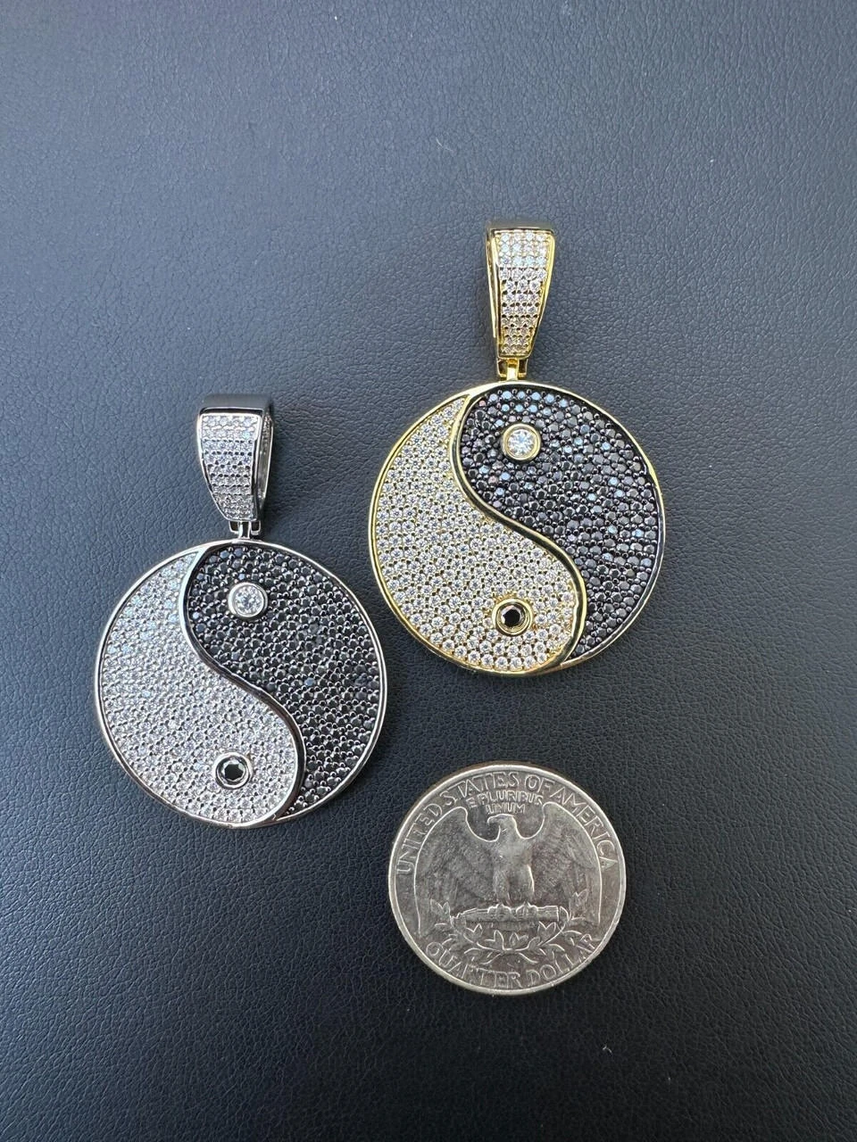 MOISSANITE Real 925 Silver / Gold Iced Ying Yang Chinese Symbol Pendant Necklace 10 MOISSANITE Real 925 Silver / Gold Iced Ying Yang Chinese Symbol Pendant Necklace - Image 8