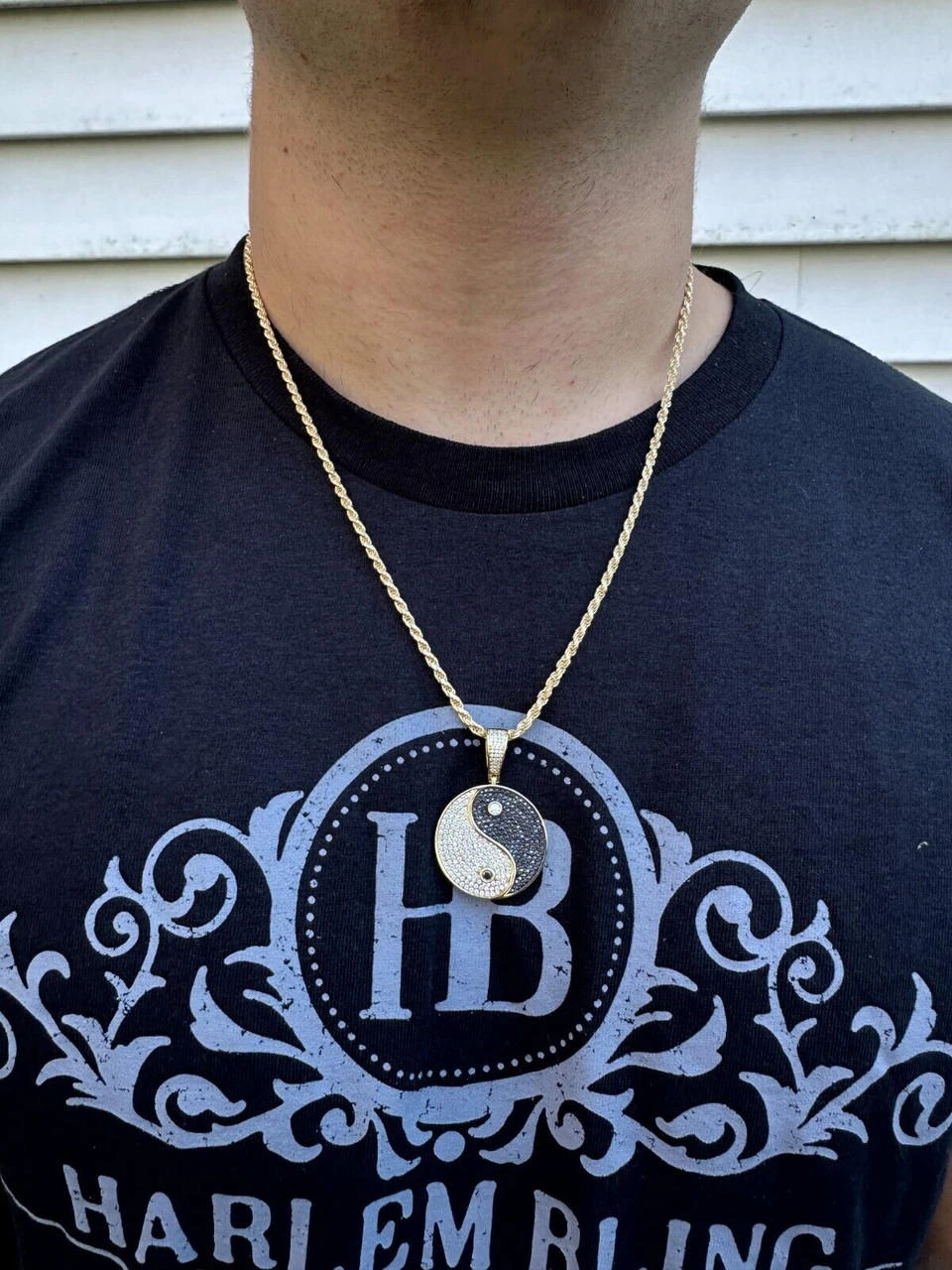 MOISSANITE Real 925 Silver / Gold Iced Ying Yang Chinese Symbol Pendant Necklace 6 MOISSANITE Real 925 Silver / Gold Iced Ying Yang Chinese Symbol Pendant Necklace - Image 4