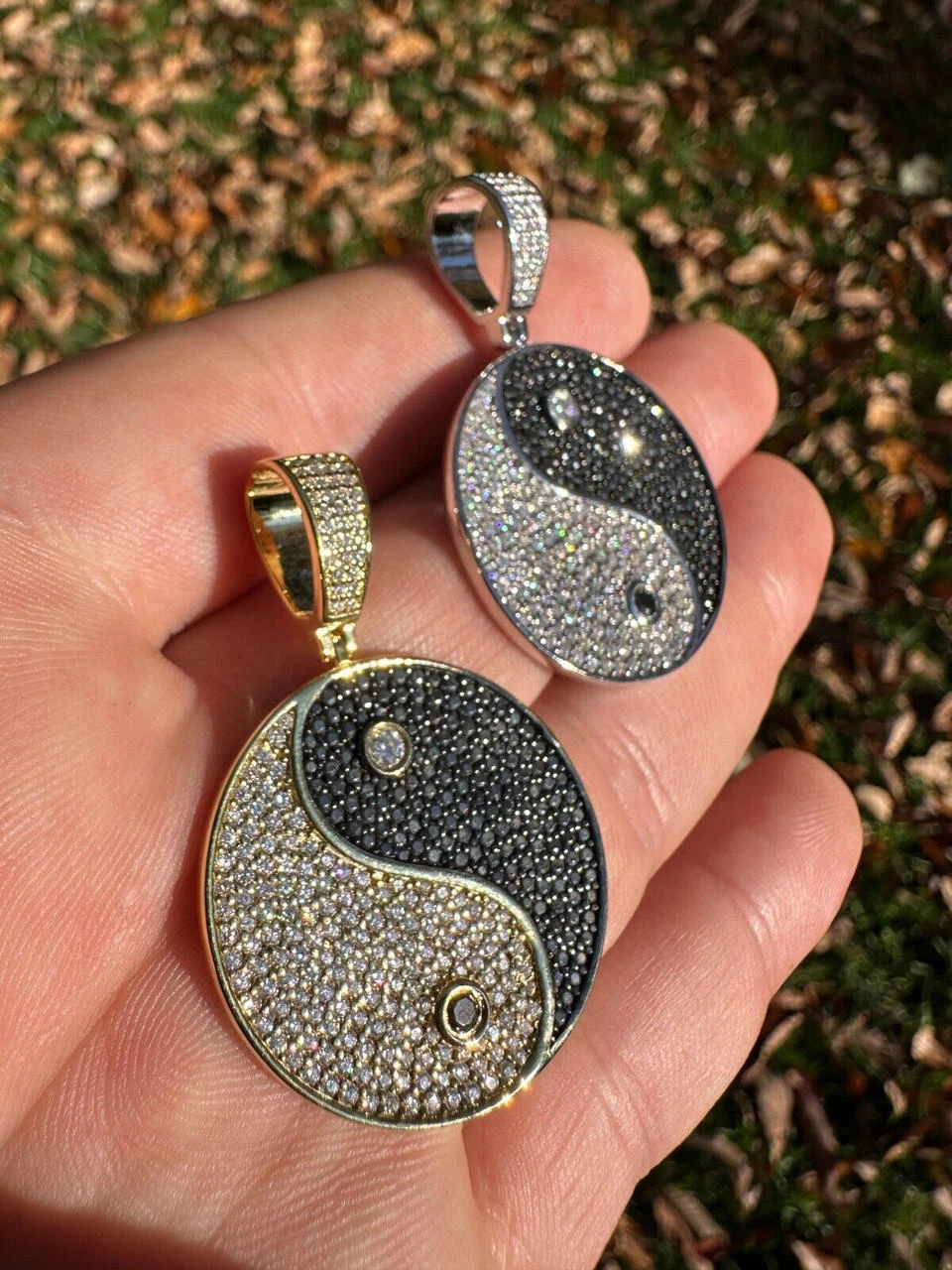 MOISSANITE Real 925 Silver / Gold Iced Ying Yang Chinese Symbol Pendant Necklace 20 MOISSANITE Real 925 Silver / Gold Iced Ying Yang Chinese Symbol Pendant Necklace - Image 18