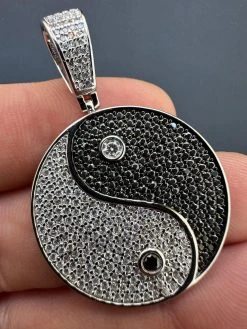 MOISSANITE Real 925 Silver / Gold Iced Ying Yang Chinese Symbol Pendant Necklace 30 MOISSANITE Real 925 Silver / Gold Iced Ying Yang Chinese Symbol Pendant Necklace -Harlem Bling Shop harlembling moissanite real 925 silver gold iced ying yang chinese symbol pendant necklace 66092.1698982821