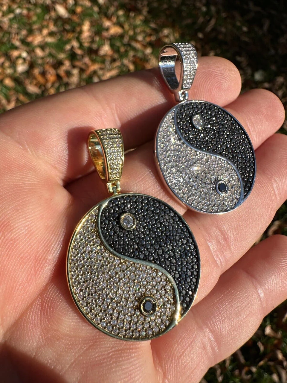 MOISSANITE Real 925 Silver / Gold Iced Ying Yang Chinese Symbol Pendant Necklace 14 MOISSANITE Real 925 Silver / Gold Iced Ying Yang Chinese Symbol Pendant Necklace - Image 12