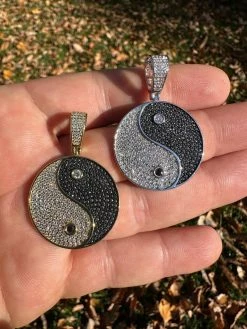 MOISSANITE Real 925 Silver / Gold Iced Ying Yang Chinese Symbol Pendant Necklace 35 MOISSANITE Real 925 Silver / Gold Iced Ying Yang Chinese Symbol Pendant Necklace -Harlem Bling Shop harlembling moissanite real 925 silver gold iced ying yang chinese symbol pendant necklace 82694.1698982849