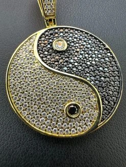 MOISSANITE Real 925 Silver / Gold Iced Ying Yang Chinese Symbol Pendant Necklace 23 MOISSANITE Real 925 Silver / Gold Iced Ying Yang Chinese Symbol Pendant Necklace -Harlem Bling Shop harlembling moissanite real 925 silver gold iced ying yang chinese symbol pendant necklace 85989.1698982854
