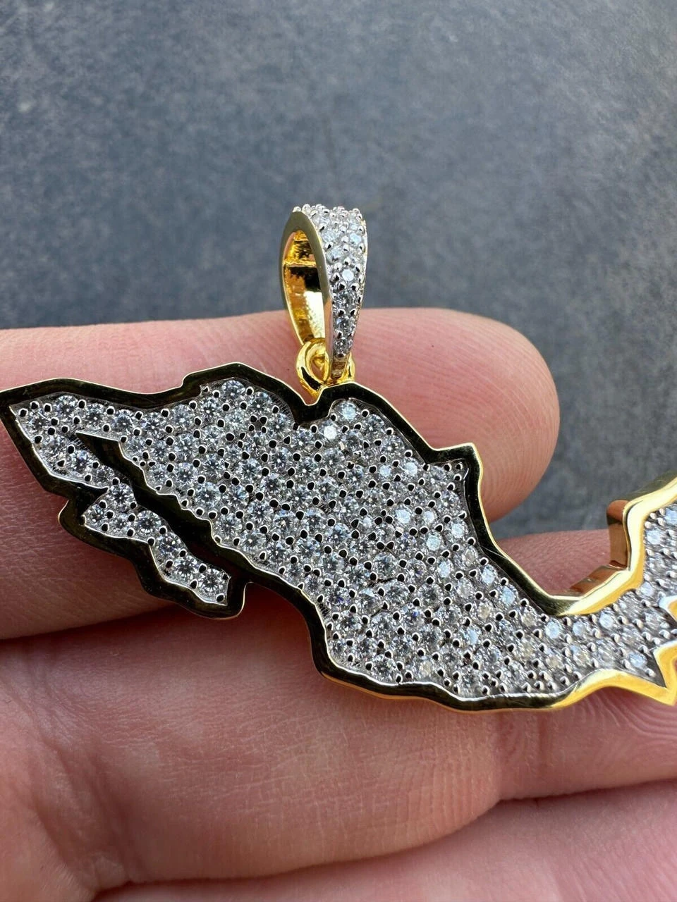 MOISSANITE Real 925 Silver / Gold Mexico Map Shape Flag Necklace Pendant Iced 17 MOISSANITE Real 925 Silver / Gold Mexico Map Shape Flag Necklace Pendant Iced - Image 15