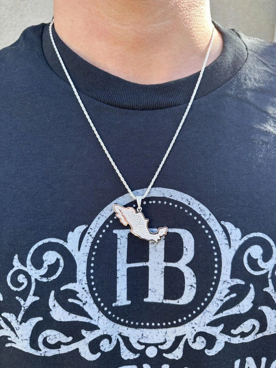 MOISSANITE Real 925 Silver / Gold Mexico Map Shape Flag Necklace Pendant Iced 22 MOISSANITE Real 925 Silver / Gold Mexico Map Shape Flag Necklace Pendant Iced - Image 20