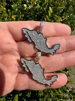 MOISSANITE Real 925 Silver / Gold Mexico Map Shape Flag Necklace Pendant Iced 30 MOISSANITE Real 925 Silver / Gold Mexico Map Shape Flag Necklace Pendant Iced -Harlem Bling Shop harlembling moissanite real 925 silver gold mexico map shape flag necklace pendant iced 58570.1680810946