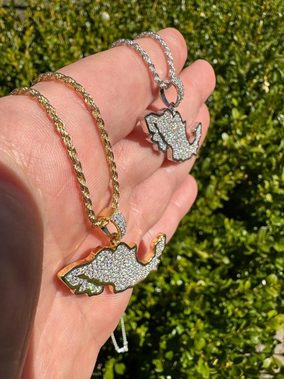 MOISSANITE Real 925 Silver / Gold Mexico Map Shape Flag Necklace Pendant Iced 9 MOISSANITE Real 925 Silver / Gold Mexico Map Shape Flag Necklace Pendant Iced - Image 7