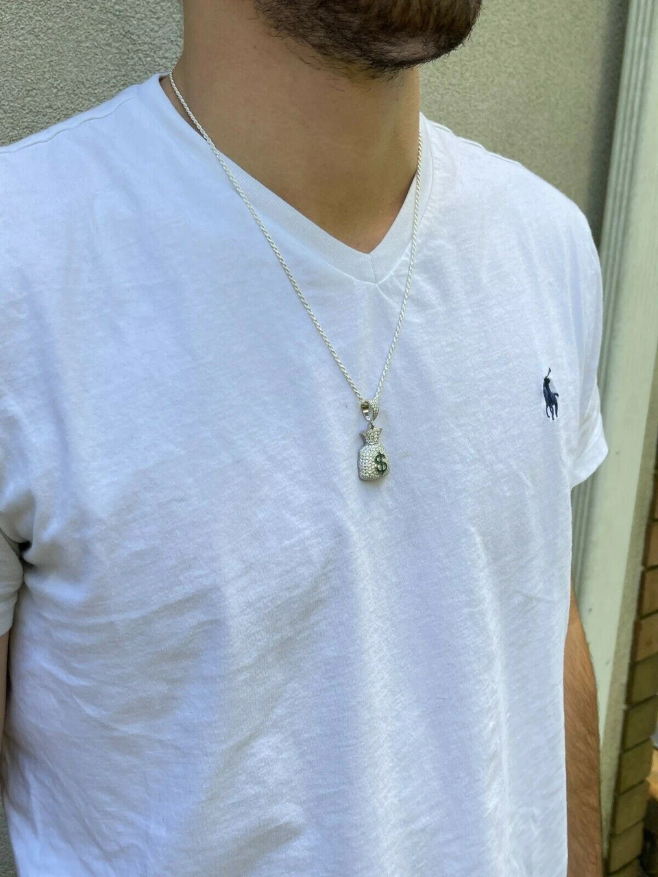 MOISSANITE Real 925 Silver/ Gold Money Bag Dollar Pendant Iced Pass Diamond Test 17 MOISSANITE Real 925 Silver/ Gold Money Bag Dollar Pendant Iced Pass Diamond Test - Image 15