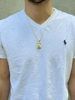 MOISSANITE Real 925 Silver/ Gold Money Bag Dollar Pendant Iced Pass Diamond Test 20 MOISSANITE Real 925 Silver/ Gold Money Bag Dollar Pendant Iced Pass Diamond Test -Harlem Bling Shop harlembling moissanite real 925 silver gold money bag dollar pendant iced pass diamond test 30434.1664400238