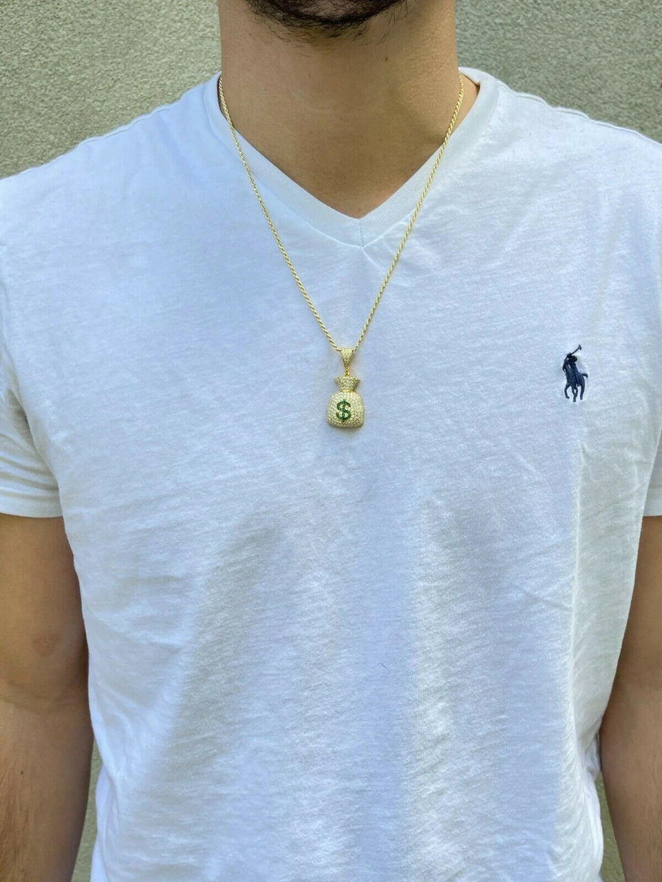 MOISSANITE Real 925 Silver/ Gold Money Bag Dollar Pendant Iced Pass Diamond Test 5 MOISSANITE Real 925 Silver/ Gold Money Bag Dollar Pendant Iced Pass Diamond Test - Image 3