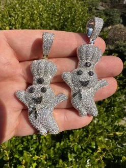 MOISSANITE Real 925 Silver / Gold Pillsbury Doughboy Money Necklace Pendant Iced 40 MOISSANITE Real 925 Silver / Gold Pillsbury Doughboy Money Necklace Pendant Iced -Harlem Bling Shop harlembling moissanite real 925 silver gold pillsbury doughboy money necklace pendant iced 25749.1679513066