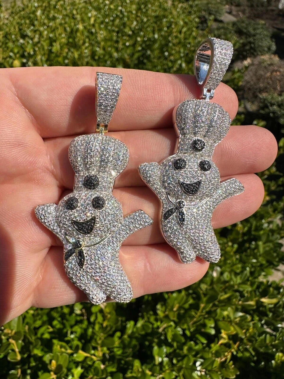 MOISSANITE Real 925 Silver / Gold Pillsbury Doughboy Money Necklace Pendant Iced 21 MOISSANITE Real 925 Silver / Gold Pillsbury Doughboy Money Necklace Pendant Iced - Image 19