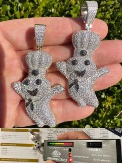 MOISSANITE Real 925 Silver / Gold Pillsbury Doughboy Money Necklace Pendant Iced 35 MOISSANITE Real 925 Silver / Gold Pillsbury Doughboy Money Necklace Pendant Iced -Harlem Bling Shop harlembling moissanite real 925 silver gold pillsbury doughboy money necklace pendant iced 28294.1679513064