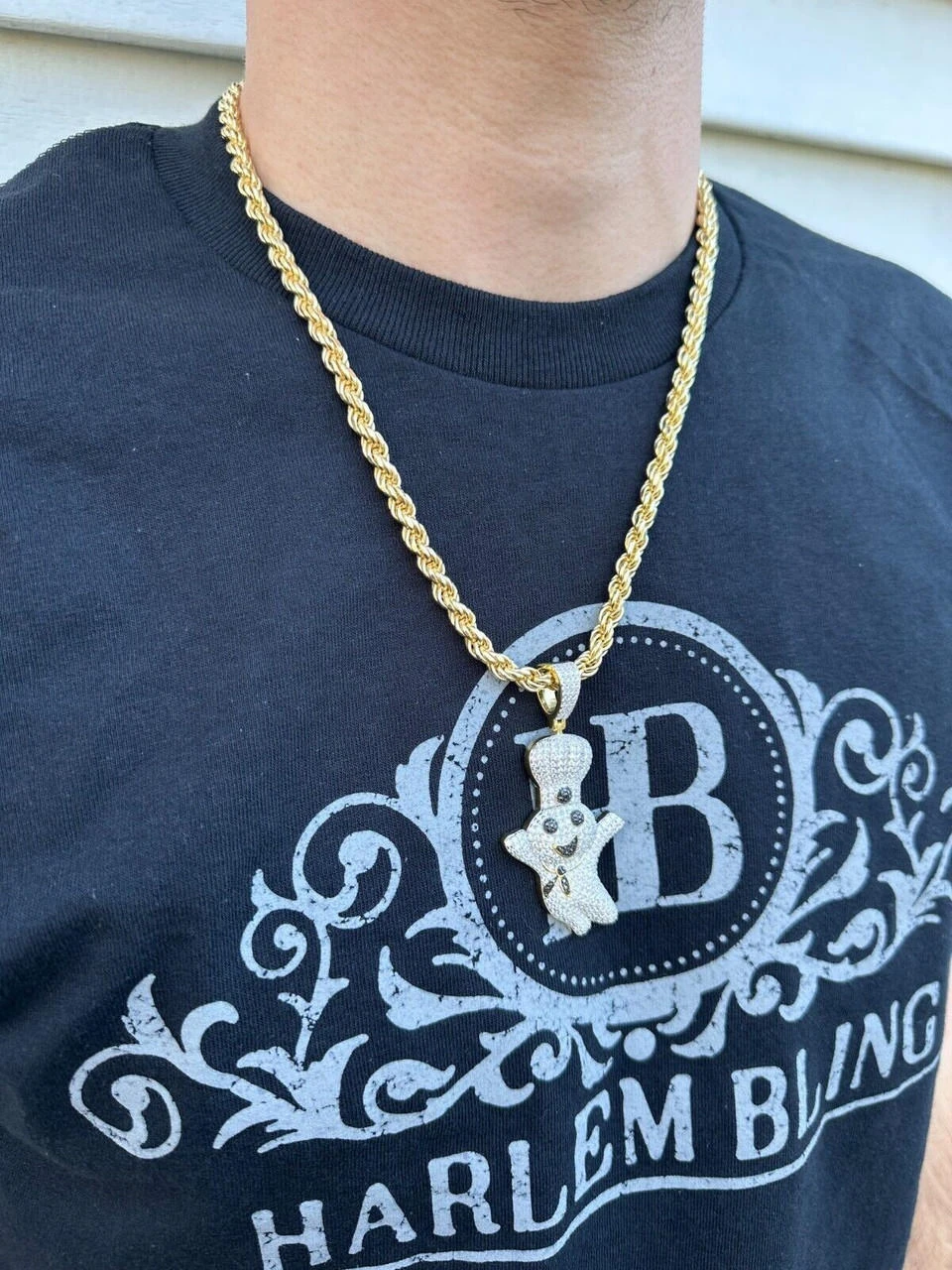 MOISSANITE Real 925 Silver / Gold Pillsbury Doughboy Money Necklace Pendant Iced 19 MOISSANITE Real 925 Silver / Gold Pillsbury Doughboy Money Necklace Pendant Iced - Image 17