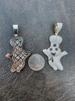 MOISSANITE Real 925 Silver / Gold Pillsbury Doughboy Money Necklace Pendant Iced 27 MOISSANITE Real 925 Silver / Gold Pillsbury Doughboy Money Necklace Pendant Iced -Harlem Bling Shop harlembling moissanite real 925 silver gold pillsbury doughboy money necklace pendant iced 44673.1679513061