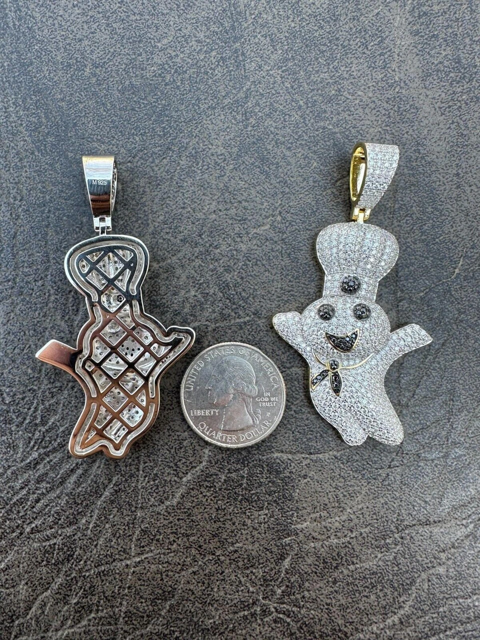 MOISSANITE Real 925 Silver / Gold Pillsbury Doughboy Money Necklace Pendant Iced 8 MOISSANITE Real 925 Silver / Gold Pillsbury Doughboy Money Necklace Pendant Iced - Image 6