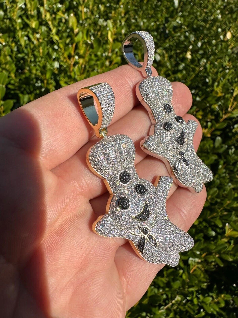 MOISSANITE Real 925 Silver / Gold Pillsbury Doughboy Money Necklace Pendant Iced 5 MOISSANITE Real 925 Silver / Gold Pillsbury Doughboy Money Necklace Pendant Iced - Image 3