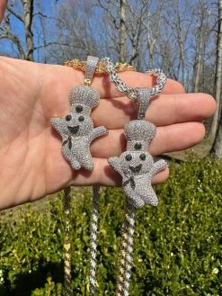 MOISSANITE Real 925 Silver / Gold Pillsbury Doughboy Money Necklace Pendant Iced 41 MOISSANITE Real 925 Silver / Gold Pillsbury Doughboy Money Necklace Pendant Iced -Harlem Bling Shop harlembling moissanite real 925 silver gold pillsbury doughboy money necklace pendant iced 62054.1679512963
