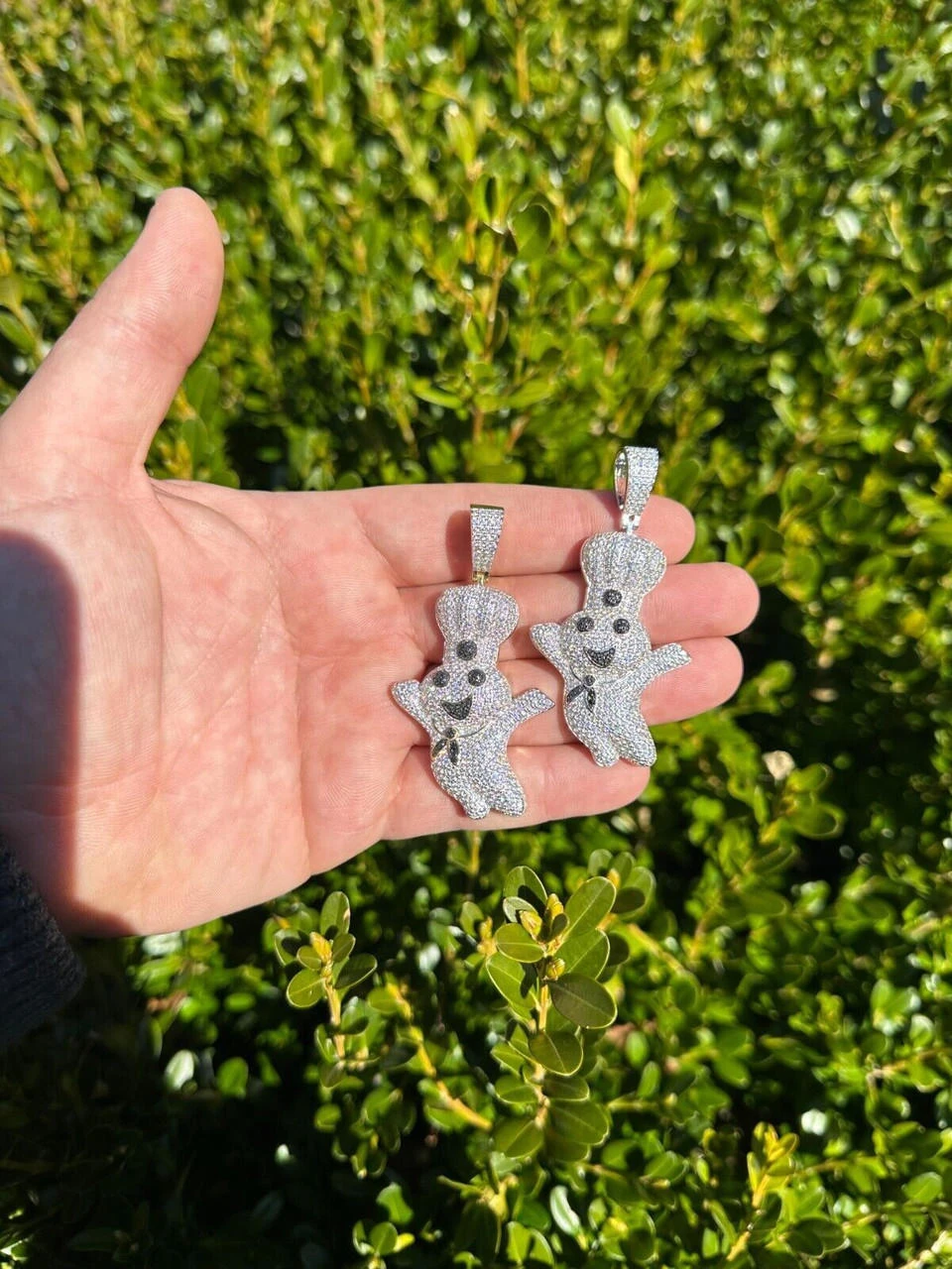 MOISSANITE Real 925 Silver / Gold Pillsbury Doughboy Money Necklace Pendant Iced 20 MOISSANITE Real 925 Silver / Gold Pillsbury Doughboy Money Necklace Pendant Iced - Image 18