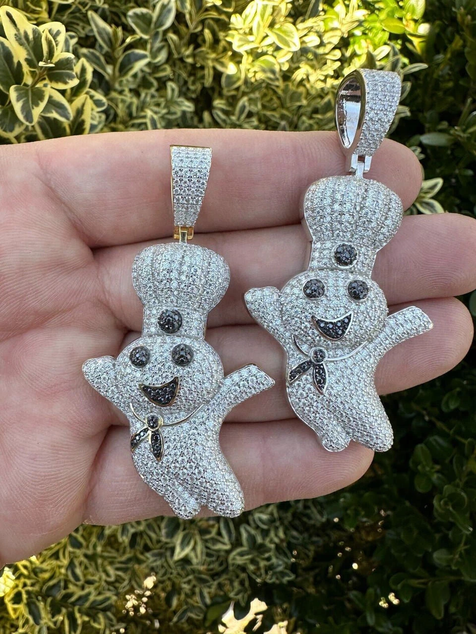 MOISSANITE Real 925 Silver / Gold Pillsbury Doughboy Money Necklace Pendant Iced 18 MOISSANITE Real 925 Silver / Gold Pillsbury Doughboy Money Necklace Pendant Iced - Image 16